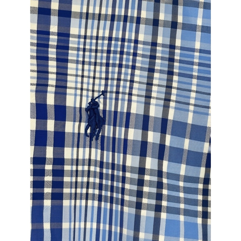 Ralph Lauren Mens 4XB Blue White Plaid Short Sleeve Button Down Shirt Pony Logo - Picture 5 of 7